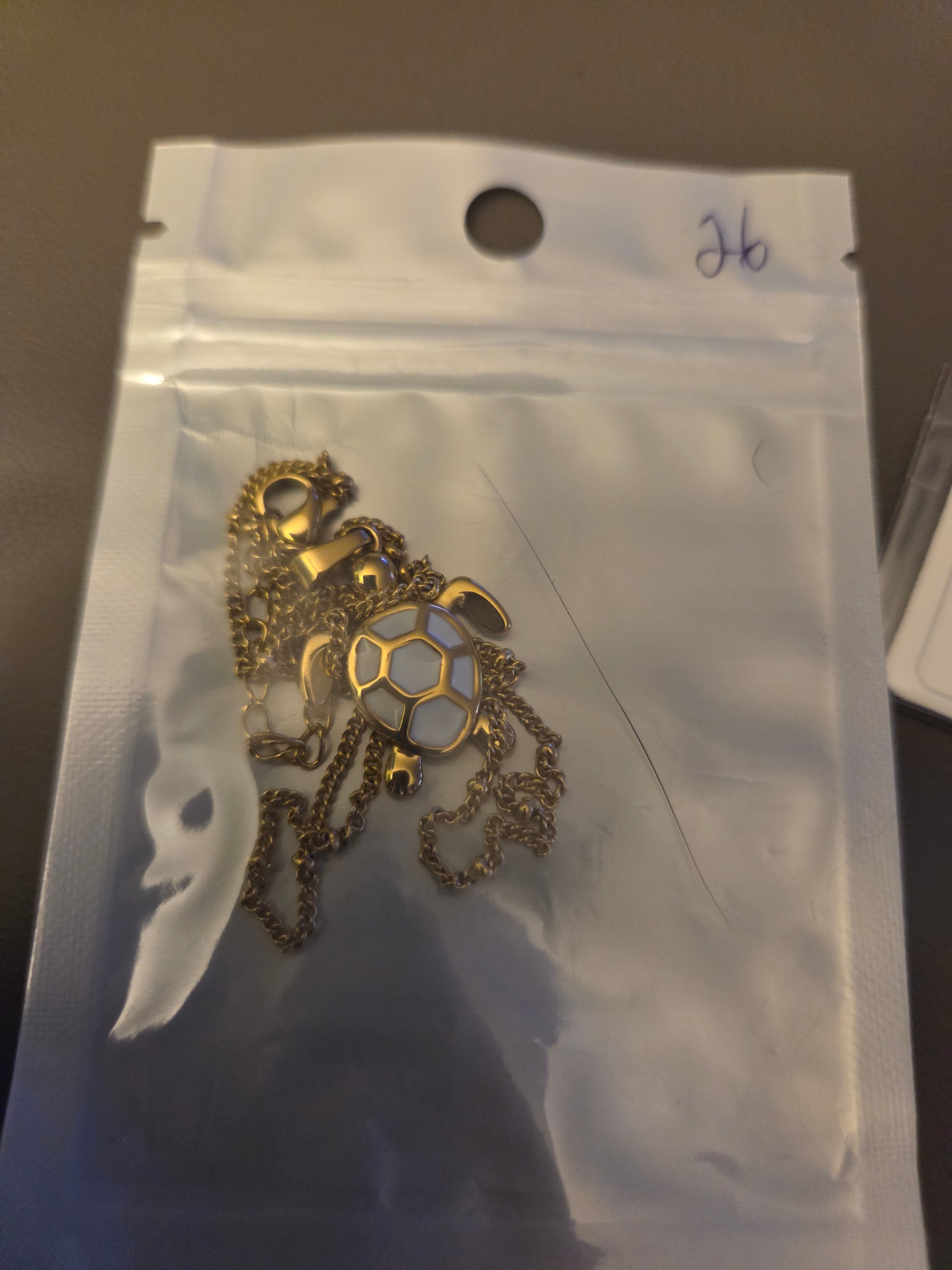 Gold White Turtle Necklace