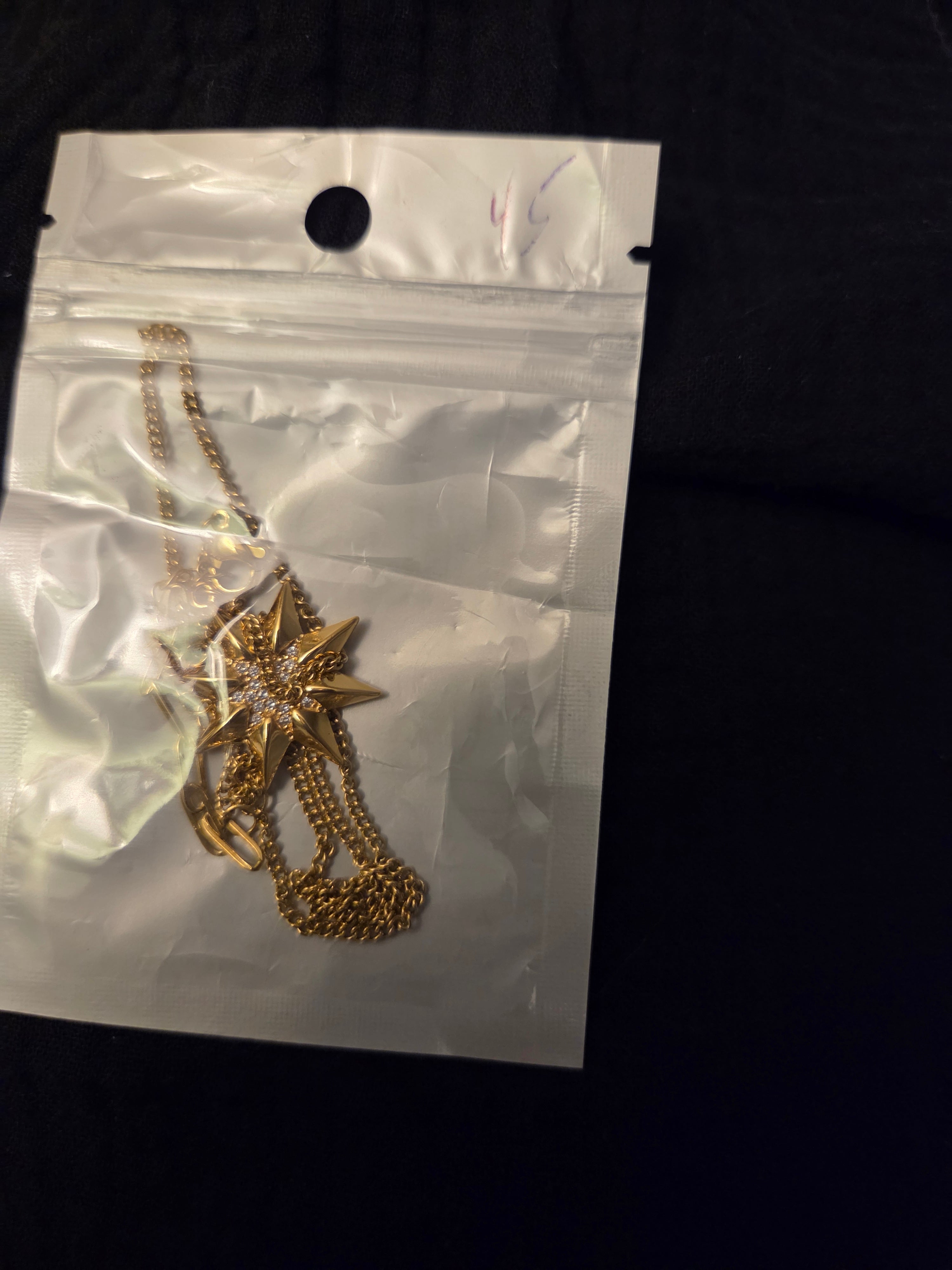 Gold Star Necklace with stones