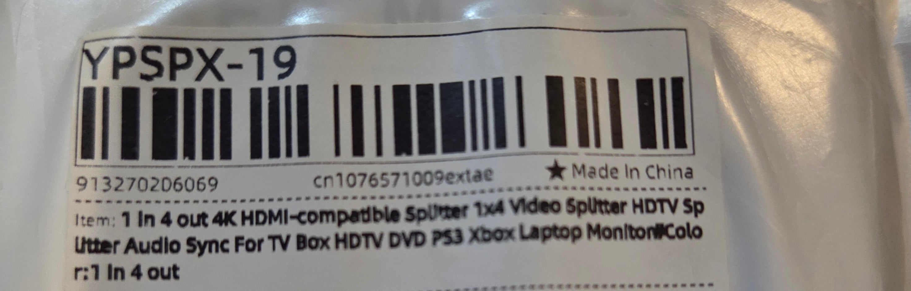 1 in 4 out 4K HDMI COMPATIBLE SPLITTER