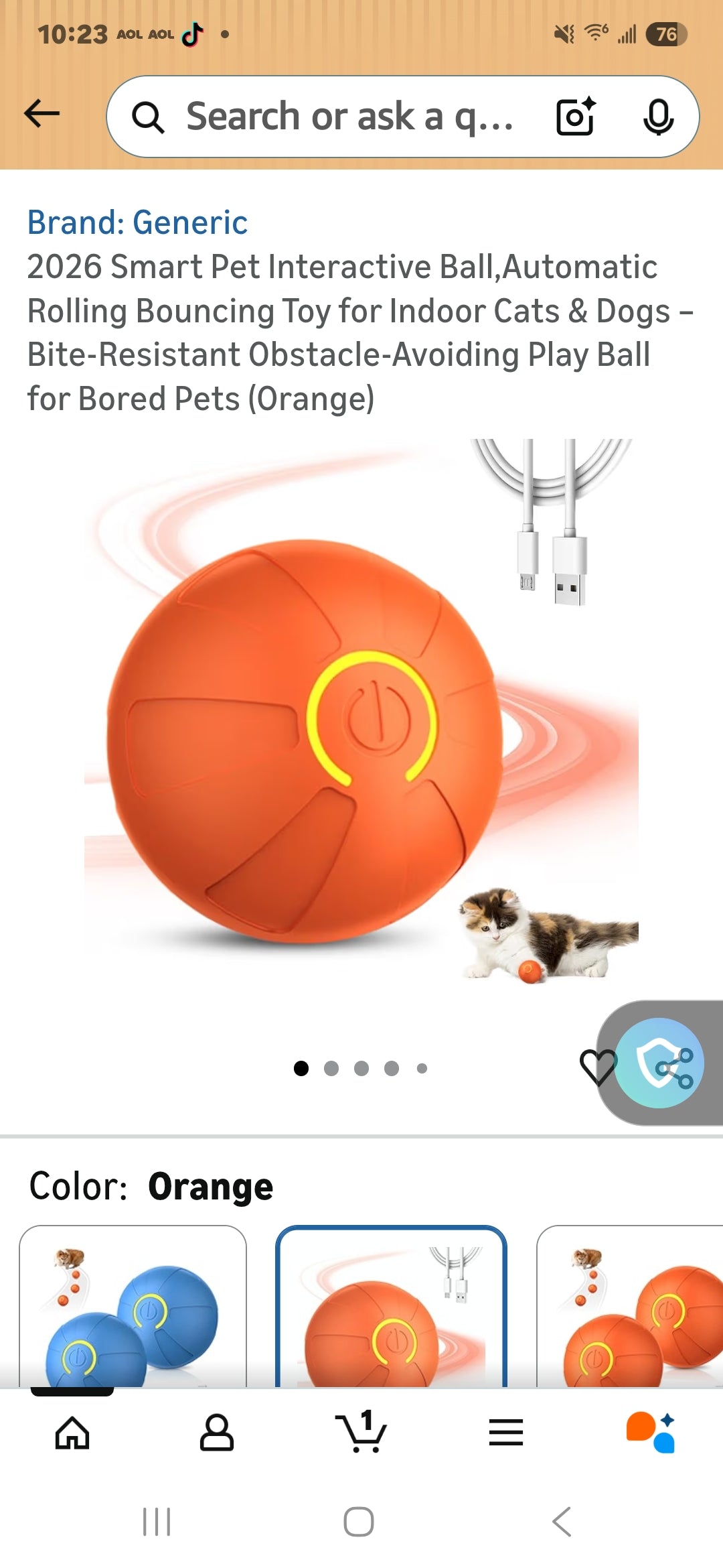 Cat/Dog interactive ball.