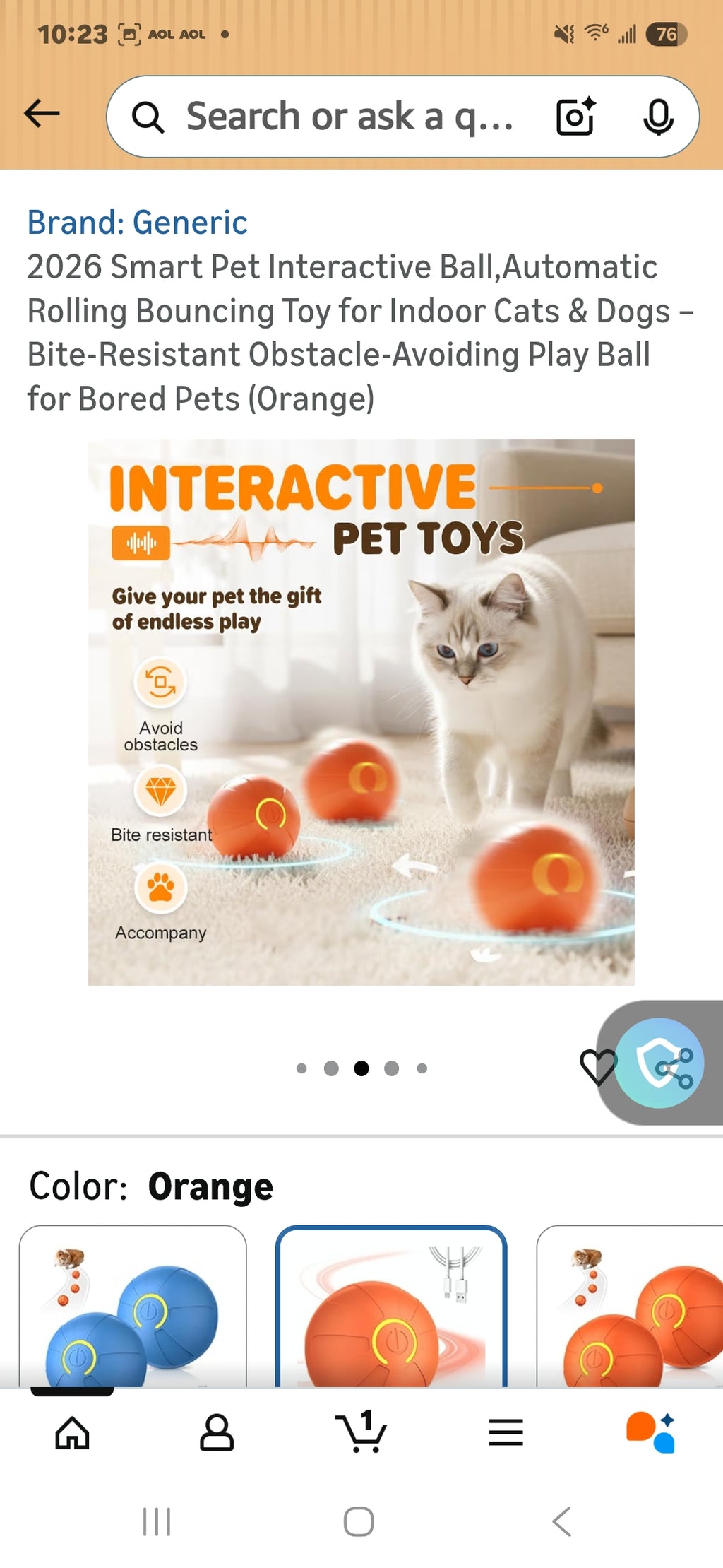 Cat/Dog interactive ball.