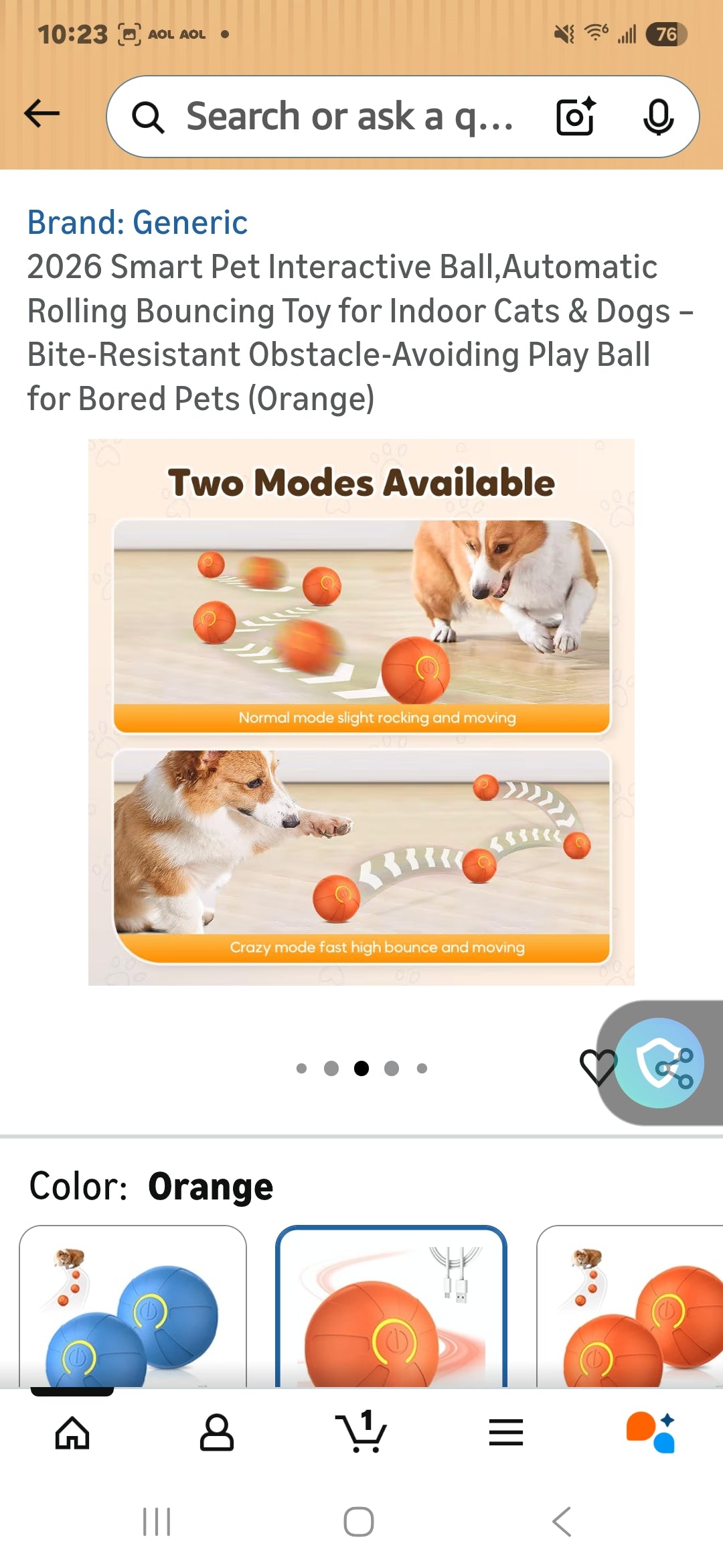 Cat/Dog interactive ball.