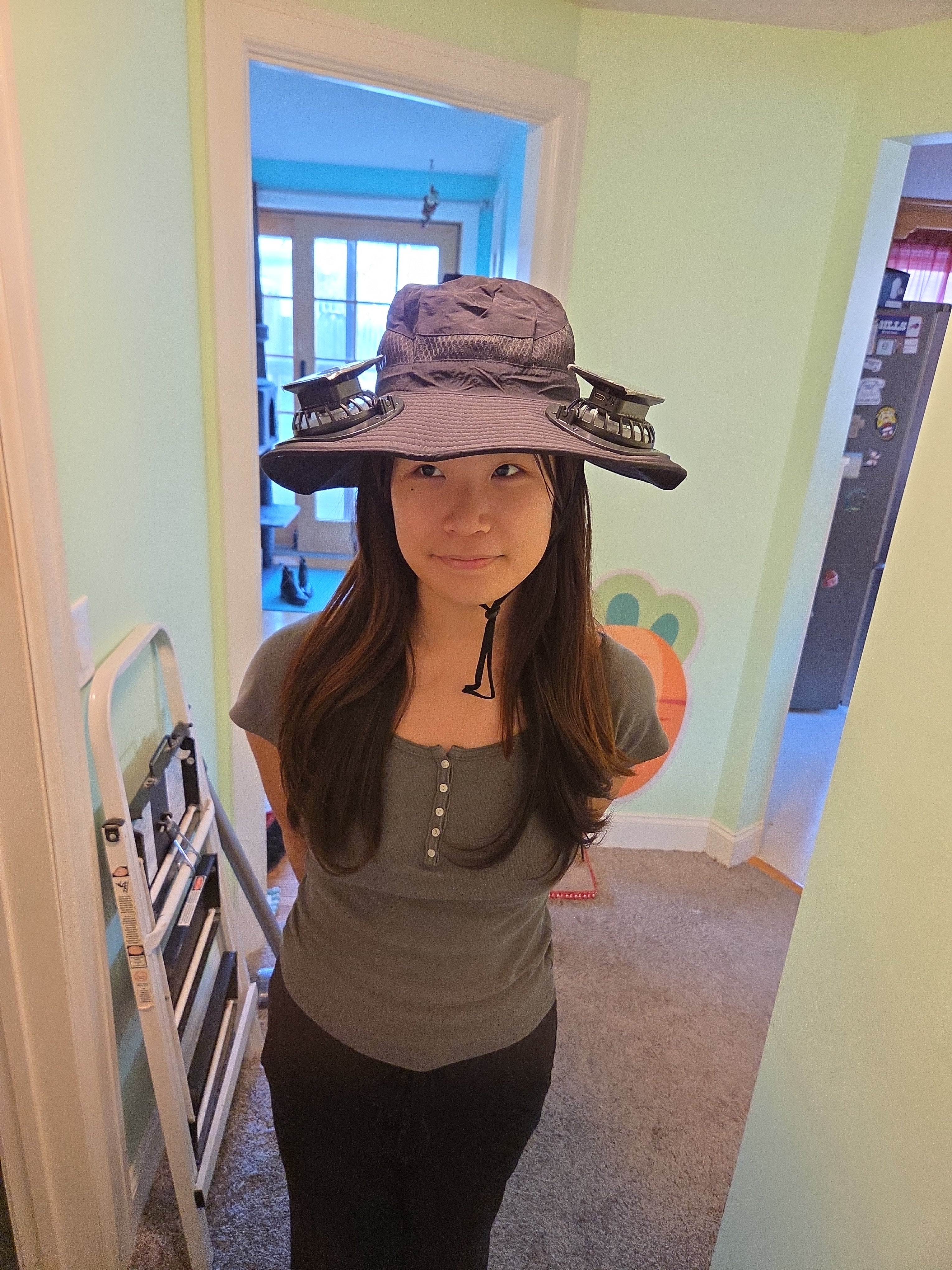 Solar Powered Cooling Sun Hat with Dual Fans – Rechargeable Wide Brim UV Protection Hat