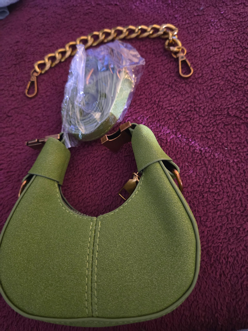 Olive Green Mini Top Handle Crossbody Bag – Structured Designer-Inspired with Gold Chain Strap