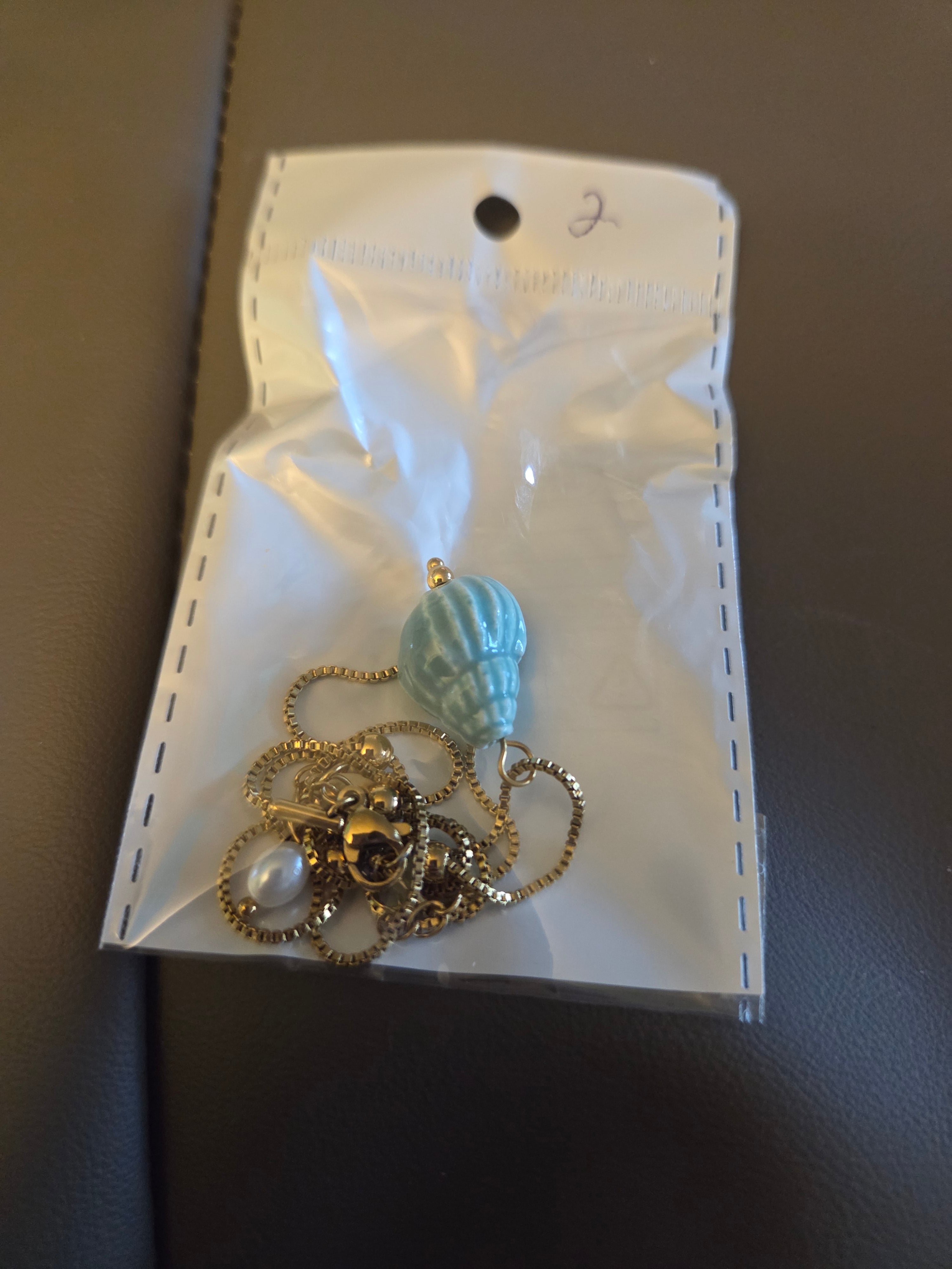 Teal Seashell Necklace