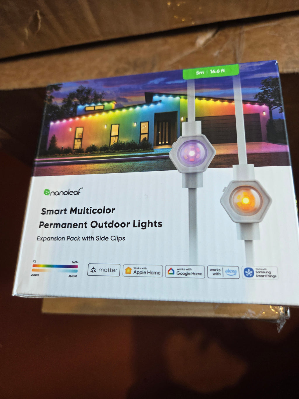 Nanoleaf Smart Multicolor Permanent Outdoor Lights Expansion Pack – 5m (16.6 ft) RGB LED with Side Clips Will need starter kit.