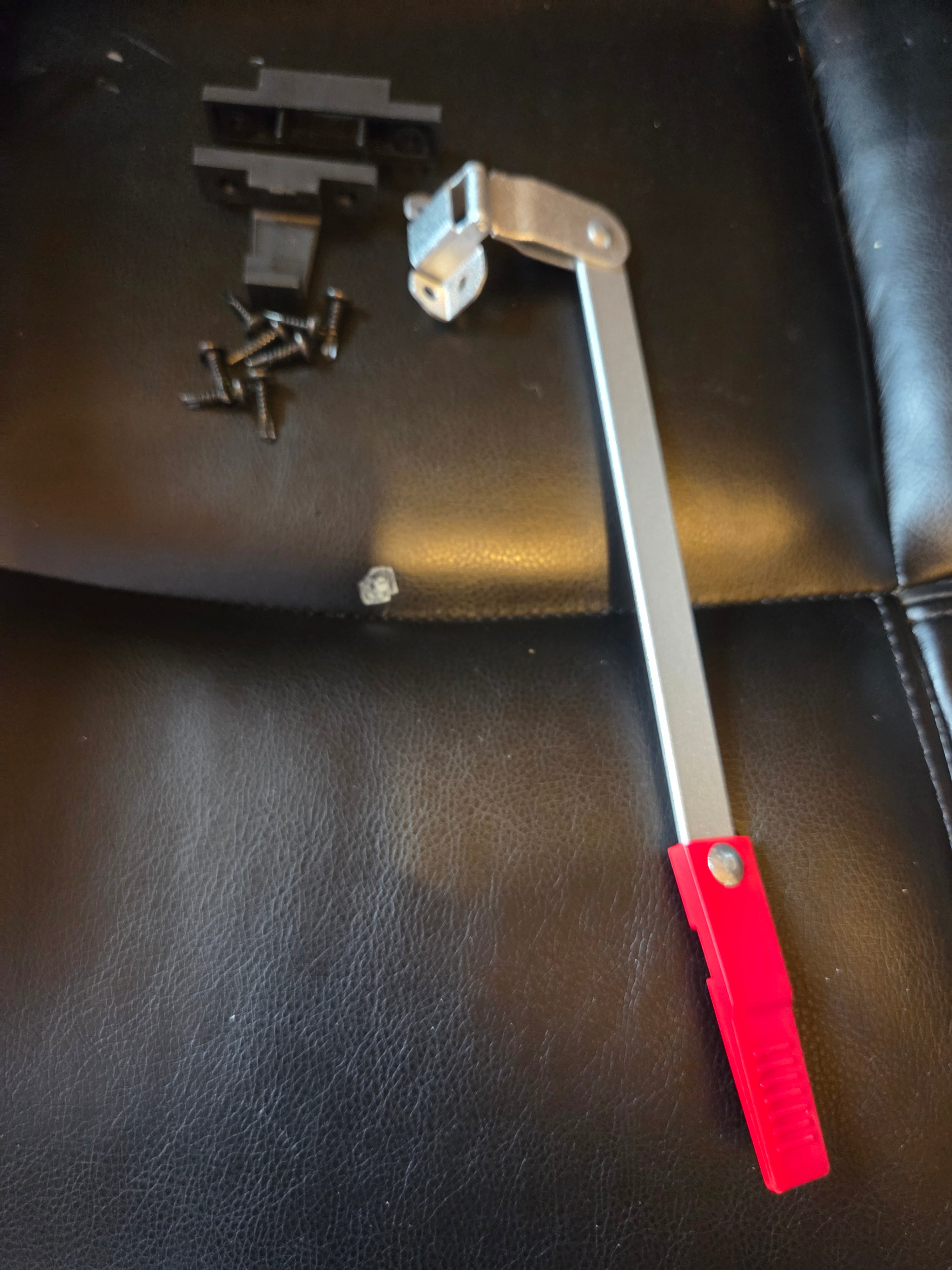 Aucuda RV Emergency Window Latch Locks, Aluminum Camper EXIT Screen Security Bars, Window Egress Support Holder with Red Handle for Travel Trailer Door in Spring, Easy Install&Extra Durable.