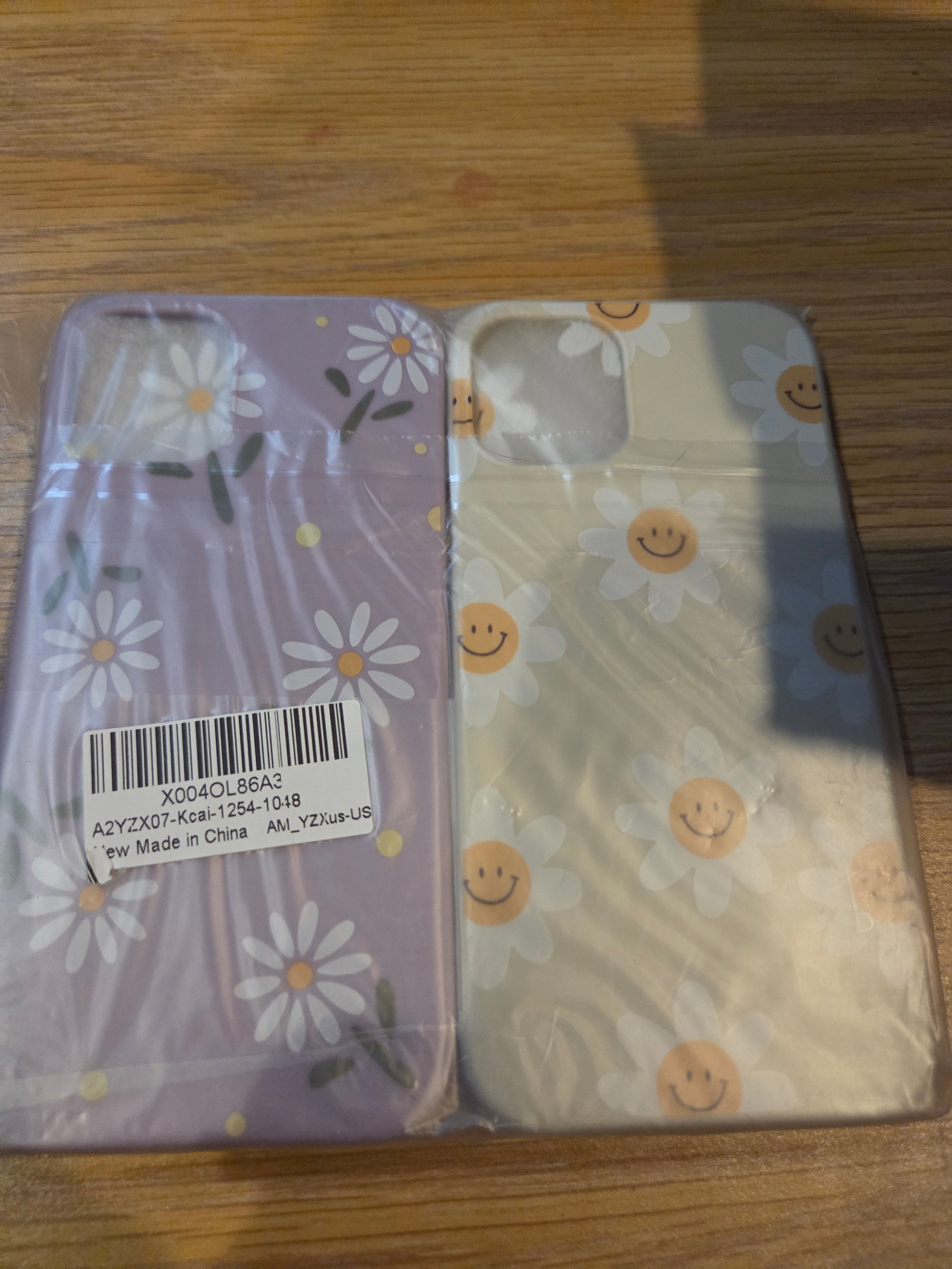 2-Pack Daisy iPhone Case Set – Purple Floral & Smiley Flower Cute Protective Covers