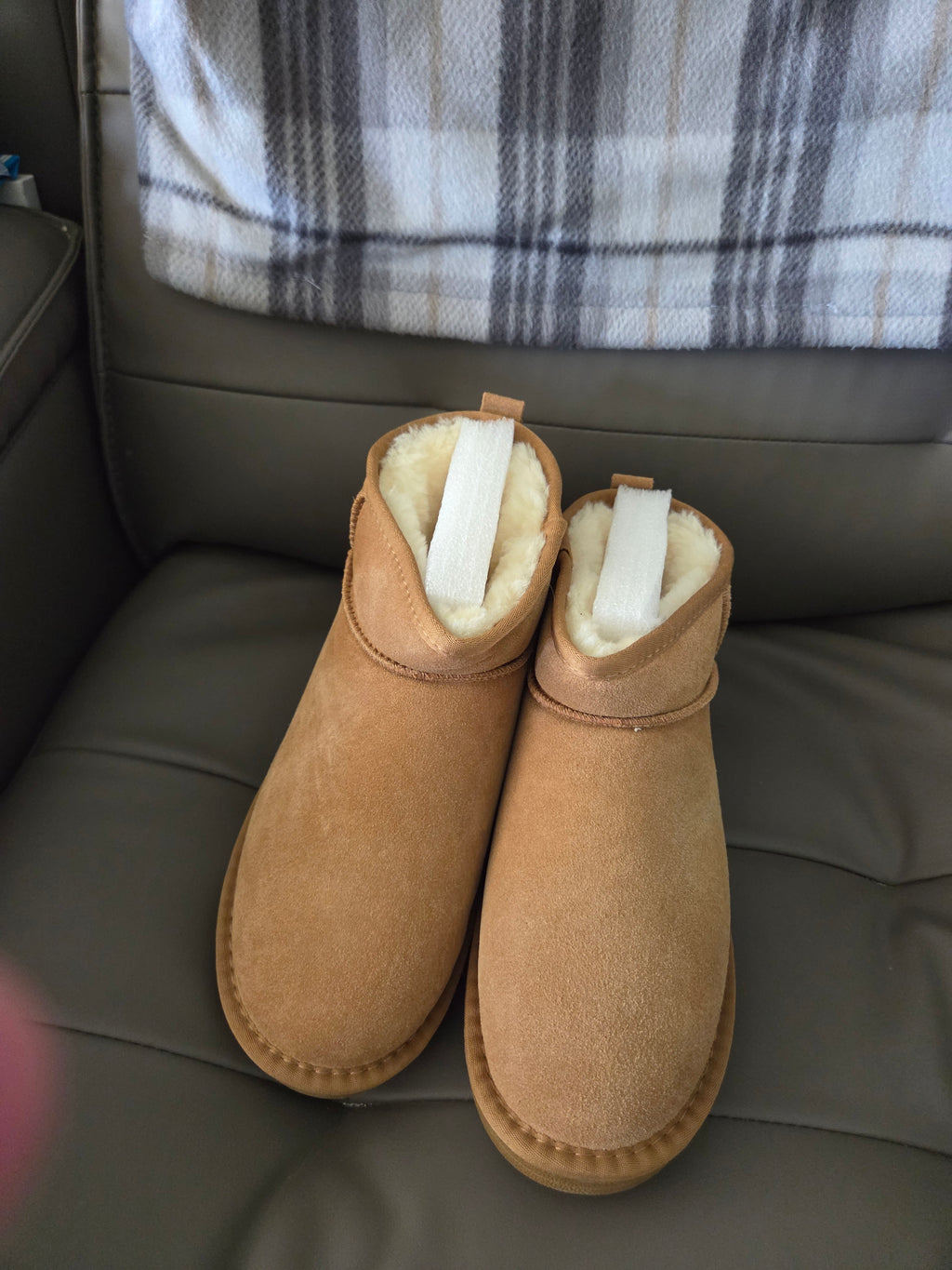 Tan Shearling Ankle Boots – Cozy Fleece Lined Winter Boots