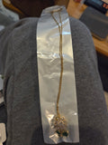 Gold Tone Flower Pendant Necklace – Crystal & Green Stone Floral Jewelry