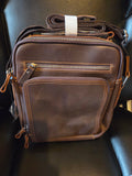 Genuine Leather Crossbody Bag – Dark Brown Messenger Bag – Multi Pocket Shoulder Bag