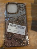 iPhone 16 Pro Max Butterfly Glitter Case – Gold Sparkle Protective Phone Cover