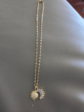 Gold Tone Sun & Moon Pendant Necklace – Celestial Blue & Crystal Accent Jewelry